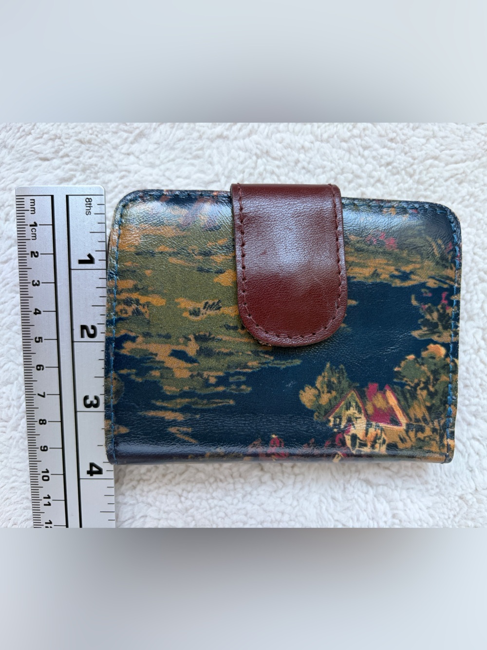 Patricia Nash Italy Floral Scenic Bifold Leather Wallet with Brown Snap - Picture 6 of 10